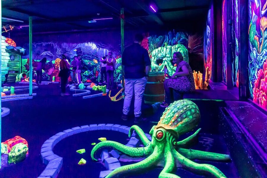 Aloha Amsterdam: 12-Hole Glow-in-the-Dark Mini-Golf - The bar, food, and other activities