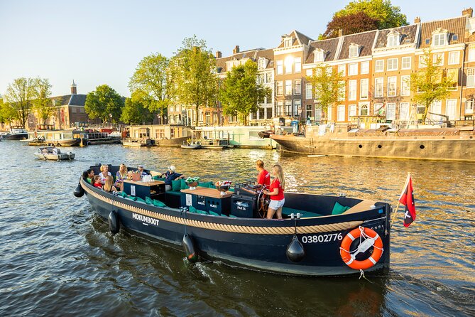 Amsterdam: Guided Open Boat Canal Cruise Unlimited Drinks Option - The Jordaan, houseboats, and Anne Frank