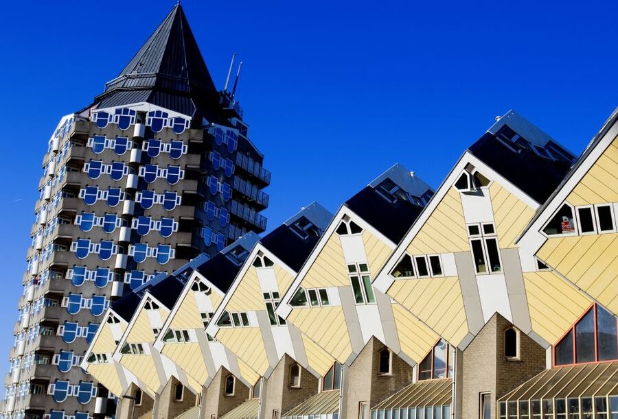From Amsterdam: Rotterdam and The Hague Tour in Spanish - Markthal and the River Meuse